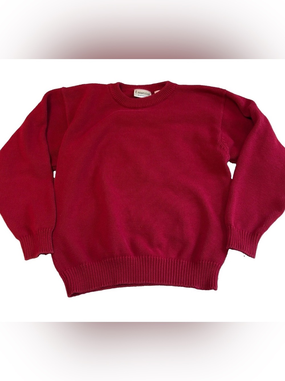 Essential Elements Men’s Sweater M Red Cotton Y2K Vintage Heavy Thick Knit Prep